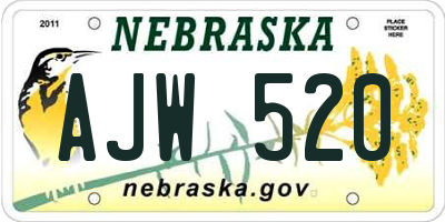 NE license plate AJW520