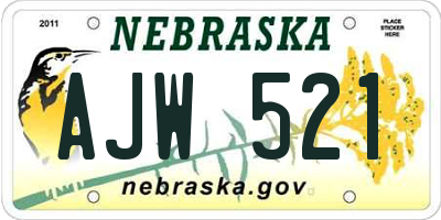 NE license plate AJW521