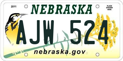 NE license plate AJW524