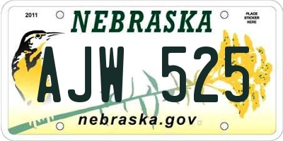 NE license plate AJW525