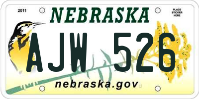 NE license plate AJW526