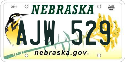 NE license plate AJW529