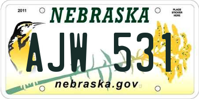 NE license plate AJW531