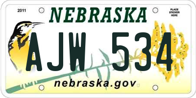 NE license plate AJW534