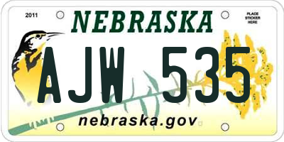 NE license plate AJW535