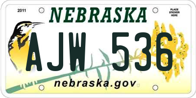 NE license plate AJW536