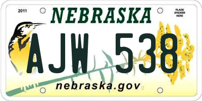 NE license plate AJW538