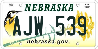 NE license plate AJW539