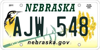 NE license plate AJW548