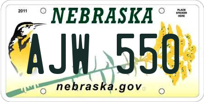 NE license plate AJW550