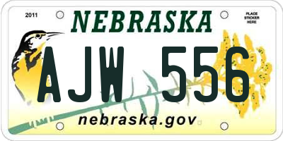 NE license plate AJW556