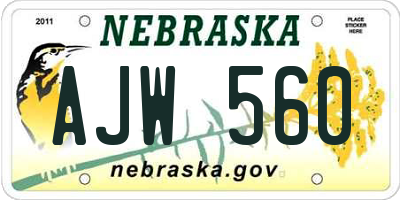 NE license plate AJW560