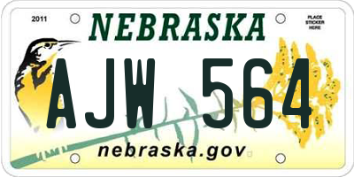 NE license plate AJW564