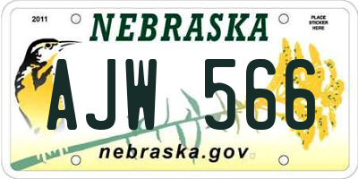 NE license plate AJW566