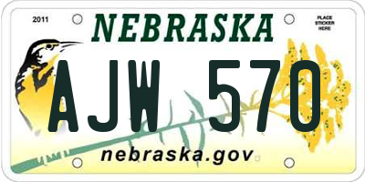 NE license plate AJW570