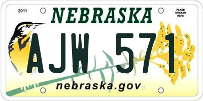 NE license plate AJW571