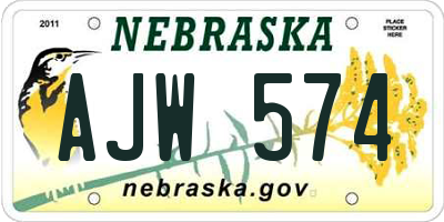 NE license plate AJW574