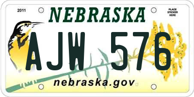 NE license plate AJW576