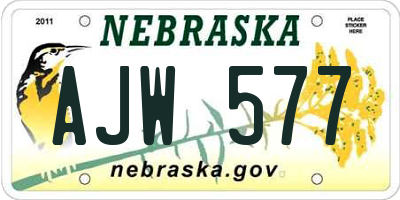 NE license plate AJW577