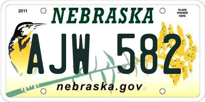 NE license plate AJW582