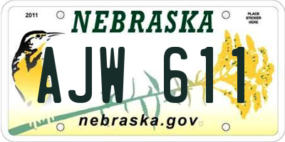 NE license plate AJW611