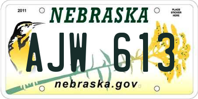 NE license plate AJW613