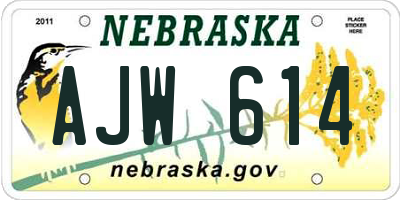 NE license plate AJW614