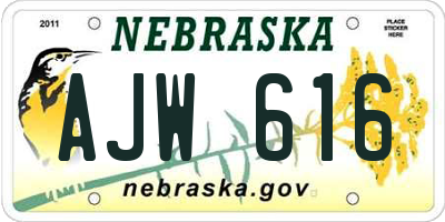 NE license plate AJW616