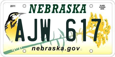 NE license plate AJW617