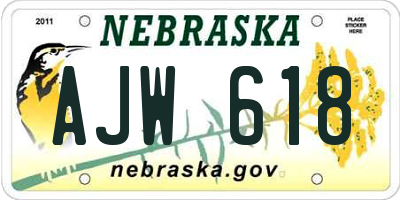 NE license plate AJW618