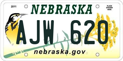 NE license plate AJW620