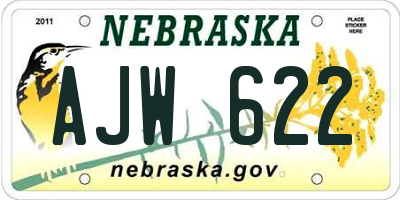 NE license plate AJW622