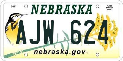 NE license plate AJW624