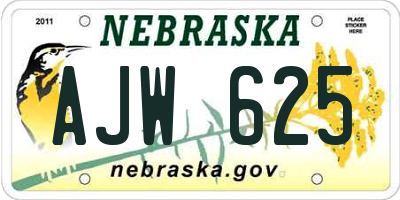 NE license plate AJW625