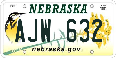 NE license plate AJW632