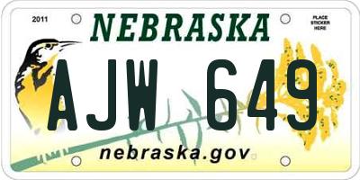 NE license plate AJW649