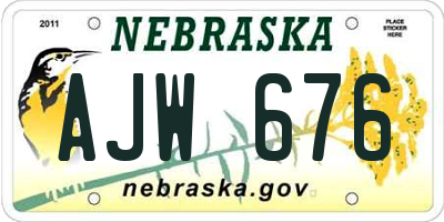 NE license plate AJW676