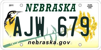 NE license plate AJW679