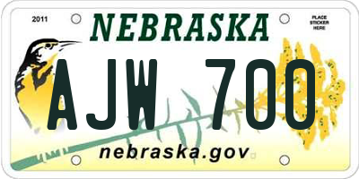 NE license plate AJW700