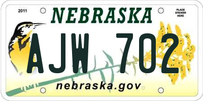 NE license plate AJW702