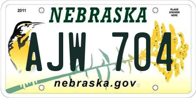 NE license plate AJW704