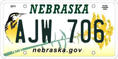 NE license plate AJW706