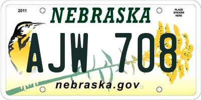 NE license plate AJW708