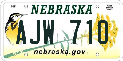 NE license plate AJW710