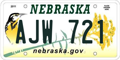 NE license plate AJW721