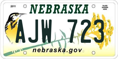 NE license plate AJW723