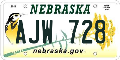 NE license plate AJW728