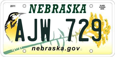 NE license plate AJW729