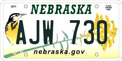 NE license plate AJW730