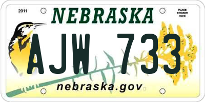 NE license plate AJW733